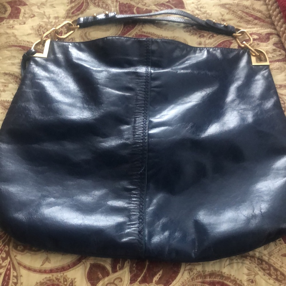 Badgley Mischka Rich Navy Leather Bag - Picture 5 of 9